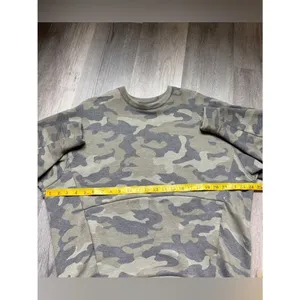 Express Camo Pocket Pullover Fleece Sweatshirt XS Oversized Cozy Streetwear thumbnail 7