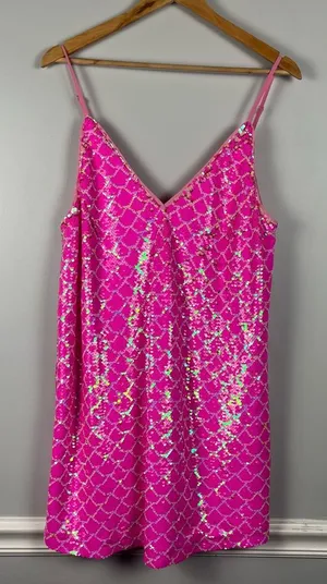buddy love pink sequin Party cocktail dress size medium thumbnail 1