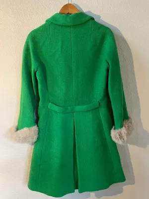 Vintage Green Coat With Fur Cuffs thumbnail 4