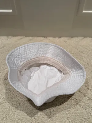 White Bucket Hat Cotton Fisherman Sun Hat thumbnail 4