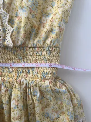American Eagle Yellow Floral Eyelet Lace Mini Dress XS thumbnail 12