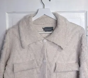 Anthropologie Flat White Knit Button-front Sweater Coat Jacket W1167 Sz M thumbnail 6