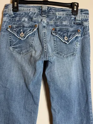 Y2K Miss Me Low Rise Bootcut Denim Jeans Women's 28 Rodeo Flap Pockets Festival thumbnail 10