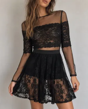 Asilio Wicked Games Black Lace Sheer Mini Dress XS Whimsigoth Romantic Witchy thumbnail 1