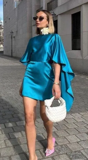 ZARA dress ultra wide sleeve mini coctail party wedding thumbnail 1