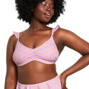 Stoney Clover Lane x Target Heart Flutter Ruffle Strap Bikini Swim top womens M thumbnail 1