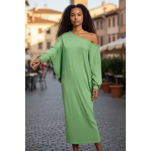 FREE PEOPLE‎ Beach Green Long Sleeve Oversized Maxi Dress XS thumbnail 7
