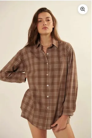 Prómesa Work From Home Plaid Button Up Shirt Romper thumbnail 1