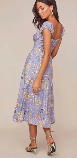 ASTR The Label Bonjour Floral Midi Dress Periwinkle Multi Floral Size Large thumbnail 3