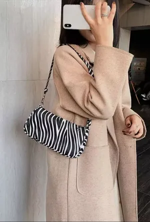 Zebra print leather retro bag thumbnail 1
