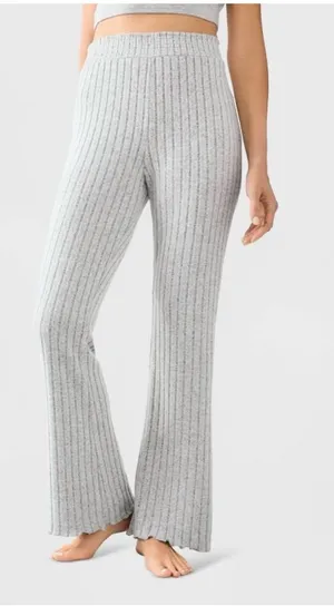 Women's Auden Super Soft Rib Knit Lettuce Hem Bootcut Flare Lounge Pants thumbnail 1