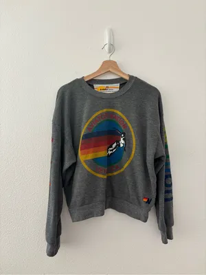 Aviator Nation relaxed graphic crewneck sweater Venice beach in heather grey thumbnail 2