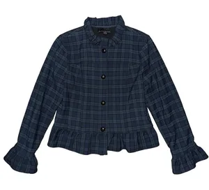 Banana Republic Tartan Plaid Ruffle Blazer Jacket Academia Preppy 12P Petite thumbnail 1