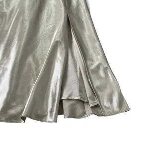 Birdy Grey Champagne Satin Slit Bridesmaid Formal Dress Women Size Medium | 65-2 thumbnail 7