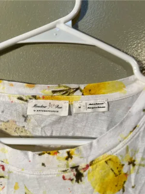 Meadow Rue Anthropologie Women’s Size Medium Crewneck T-Shirt White Lemon Print thumbnail 11