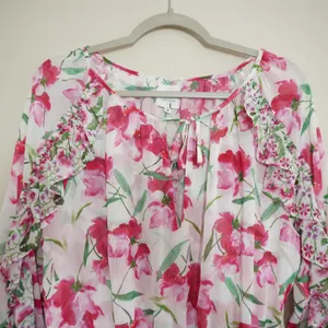 MISA Los Angeles Size Medium Pink Floral‎ Ruffle Mini Dress Smocked Waist Girly thumbnail 6