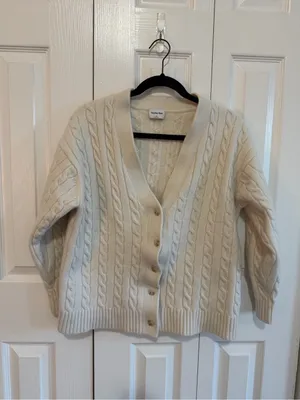 Aritzia Sunday Best Lamore Cardigan Cream Size Medium thumbnail 2