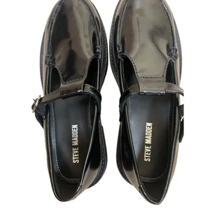 Steve Madden Leona Black Patent Mary‎ Jane Loafers Lug Sole Women's Size 5 thumbnail 5