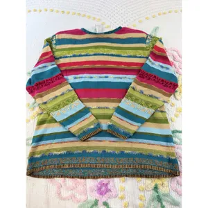 Koret Womens XL Multi-Color Striped Fair‎ Isle Eyelash Texture Knit Sweater thumbnail 3