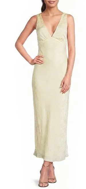 Floral Printed Jacquard V-Neck Drape Back Midi Dress thumbnail 1