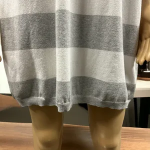 Pink Rose Premium Quality Grey White Striped Short Sleeve Knit Mini Dress Large thumbnail 7
