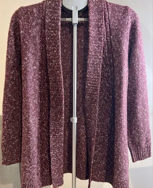 L.L. Bean Women's Burgundy Open-Front Cardigan thumbnail 1