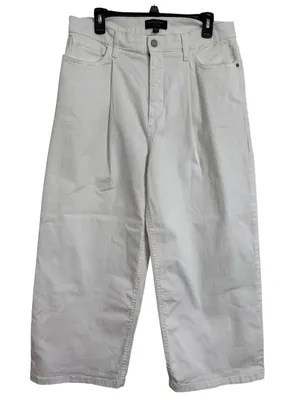 Banana Republic Factory Relaxed Hi-Rise Pleated Wide-Leg Jeans Pure White sz 31 thumbnail 2