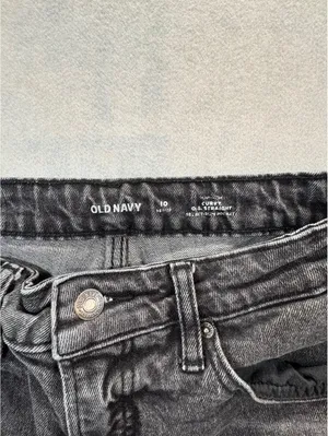 Old Navy Curvy OG Straight Jeans Women’s 10 Black Gray Distressed High Rise thumbnail 5