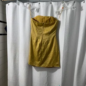 WAYF x Emma Rose Kenny Strapless Gold Minidress Size Small thumbnail 6