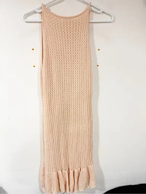 A.L.C Cream Crochet Tulled MIDI Tank Dress Size Large thumbnail 6