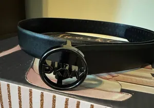 DKNY Black Leather Belt with Branded Round Buckle thumbnail 1