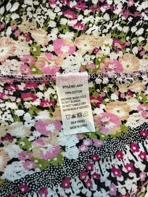 Boho Cottagecore Smocked Cotton Floral Y2K Handkerchief Hem Strapless Dress S thumbnail 11