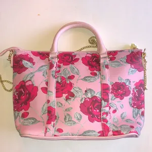 Luv Betsy by Betsy Johnson Pink Floral Purse with Gold Tone Chain Strap thumbnail 4