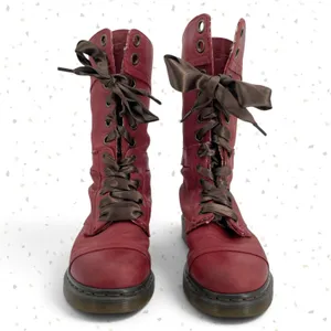 Dr. Martens Triumph Boots Red Oxblood Leather Pirate Fold Down Floral Boots US 9 thumbnail 6