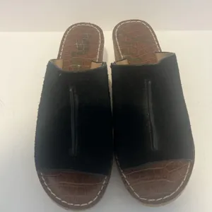 Sam Edelman Ranger Black Suede Wedge Sandals Women’s US 7.5 3” Heel Boho Chic thumbnail 2