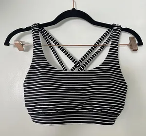 Lululemon Energy Sports Bra Women's Size 6 Black /White Stripe thumbnail 3