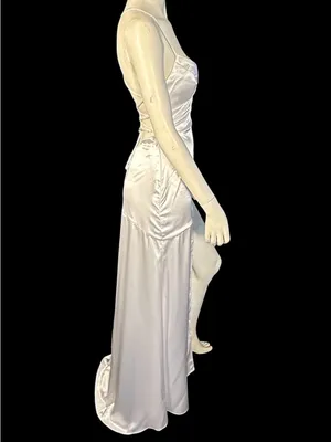 Monvelli Satin Maxi Slip Dress White Size 4 NWT thumbnail 3