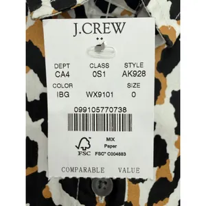 NWT J.Crew Womens Leopard Print Tie Waist‎ Cotton Shirt Dress Long Sleeve Size 0 thumbnail 3