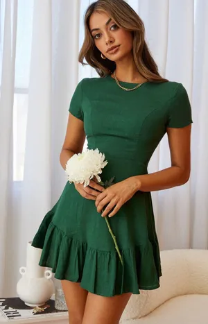 Selfie Leslie MEILANI A-LINE EMPIRE DRESS EMERALD FOREST GREEN thumbnail 1