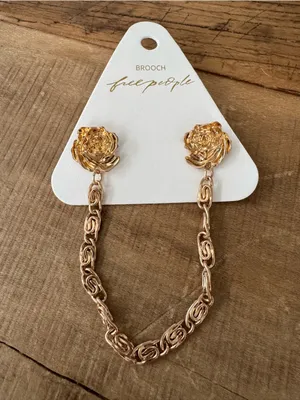 NEW Free People Gold Chancellor Star Pin Brooch Rose thumbnail 5