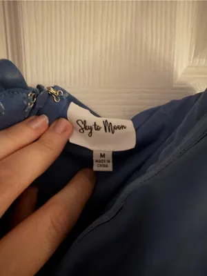 Sky to Moon NWOT Blue Pleather Mini Strapless Dress thumbnail 2