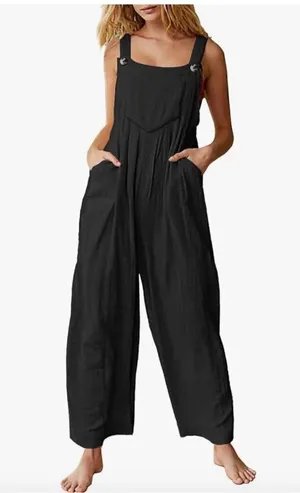 NEW 100% Cotton Loose Bib Jumpsuit Baggy Overalls Pockets XL thumbnail 1