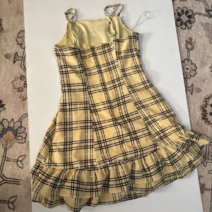 Altar'd State Yellow Plaid Mini Dress Clueless Preppy Y2K Ruffle Hem thumbnail 2