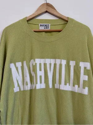 BUCKETLIST Nashville Sweatshirt Size Large Pullover Sweater Ribbed in lime thumbnail 4