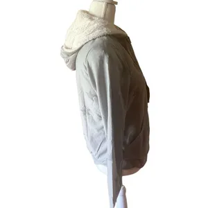 Bobeau Grey Star Embroidered Sherpa Lined Zip Up Hoodie NWT Medium thumbnail 6