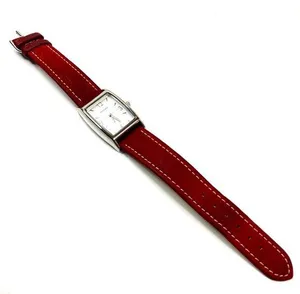 Pedre | Vintage Red Genuine Leather Silver Watch thumbnail 1