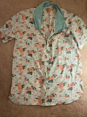 Victoria's Secret Vintage Green Floral Satin Trim Pyjama Nightdress Small thumbnail 1