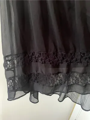 NWT Mudd Black Chiffon Lace Midi Dress Medium Romantic Y2K Evening Feminine thumbnail 4
