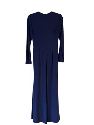 Mac Duggal Ieena Keyhole Draped Long Sleeve Gown Blue Purple Size 6 NEW thumbnail 11