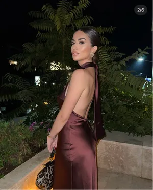 Zara maxi halter scarf satin Elegant Burgundy Brown Evening Wedding Dress thumbnail 10